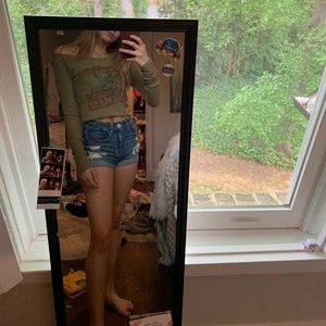 off the shoulder long sleeve waffle shirt